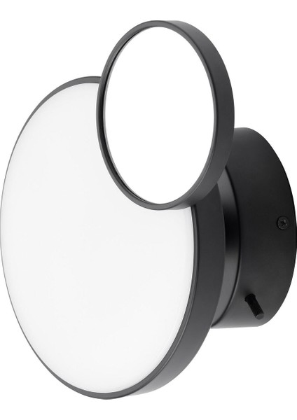 Aynalı Duvar Lambası, Mat Siyah, 20 Cm, Led'li