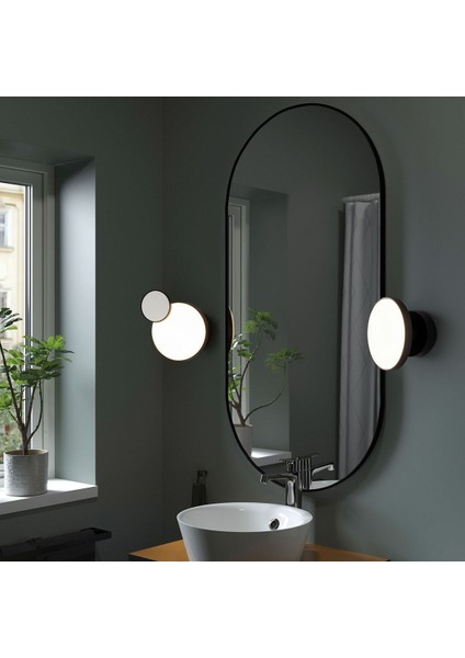Aynalı Duvar Lambası, Mat Siyah, 20 Cm, Led'li modelleri