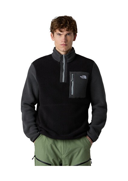 M Yumiori 1/4 Zip Erkek Outdoor Çeyrek Fermuarlı Polar Ceket NF0A883SS5H1 Siyah modelleri