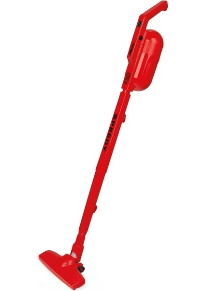 Kırmızı 500W Dikey Elektrikli Süpürge, Torbasız, 360 Dönebilen Başlık