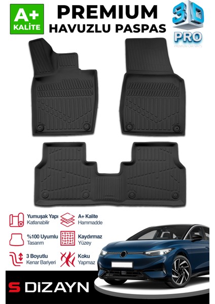 Vw Id7 3D Pro Havuzlu Paspas 2025 Üzeri A+ Kalite