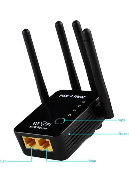 4 Antenli Tekrarlayıcı Wıfı Repeater Adsl Yükseltici 1200 Mbps Güçlendirici Tekrarlayıcı