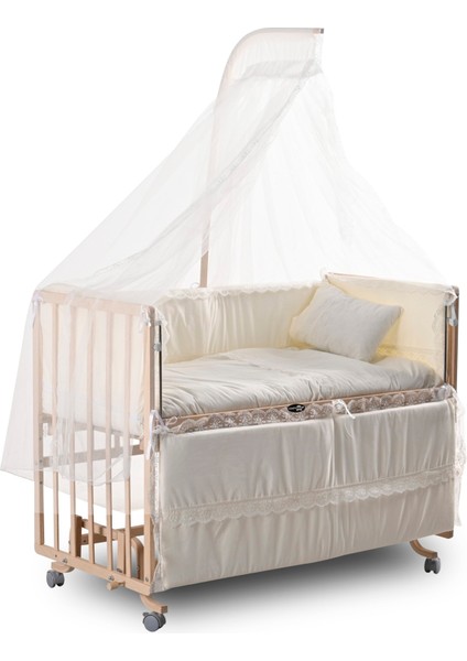 Comfymax Sallanır Anne Yanı Doğal Ahşap Beşik ve Uyku Seti - 60X120 cm modelleri