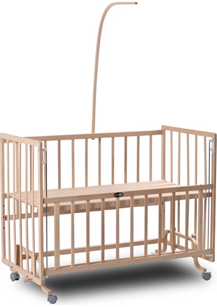 Comfymax Sallanır Anne Yanı Doğal Ahşap Beşik ve Uyku Seti - 60X120 cm