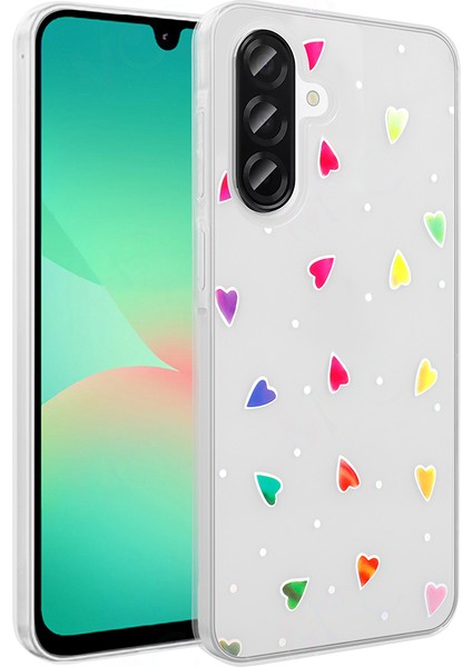 Galaxy A26 Kılıf Şeffaf Figürlü Zore Folk Sert Kapak - Kalp