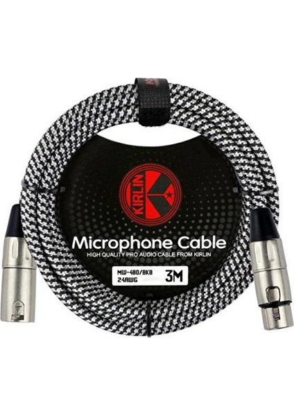 Kırlın MW-480 3m Bkb Hs 24AWG Mikrofon Kablosu