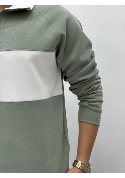 Erkek Yeni Sezon Parçalı Regular Kalıp Fermuarlı Sweatshirt Tüylenme Renk Solması Yapmaz modelleri