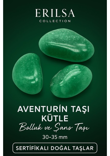 Sertifikalı Aventurin Taşı Kütle (Tekli) – Doğal Bolluk ve Şans Taşı 30-35 mm