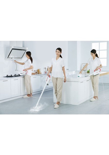 5'li Çok Fonksiyonlu Buharlı Temizlik Makinesi ZQ610 1600W Beyaz