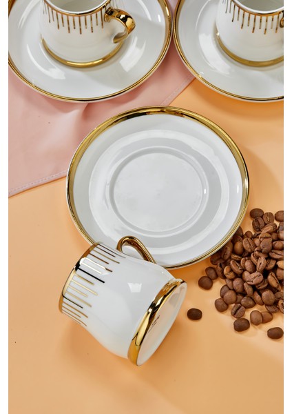 6’lı 90 ml Altın Detaylı Porselen Kahve Fincan Takımı – Şık ve Hediyelik fırsatları