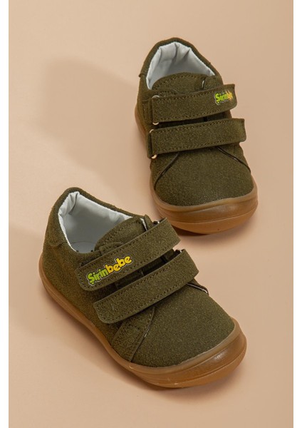 Şirinbebe Ortopedik Erkek Ilkadım Bebek Ayakkabı Haki Çift Cırtlı