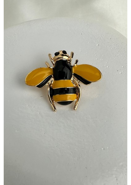 Altın Rengi Sarı Siyah Mineli Arı Broş (4cm)