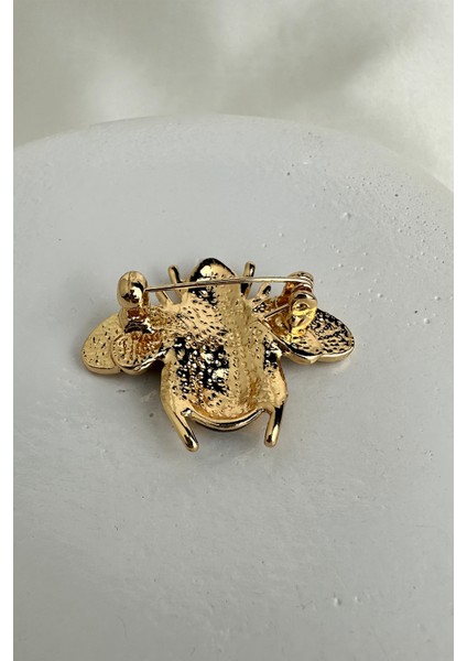 Altın Rengi Sarı Siyah Mineli Arı Broş (4cm) fiyatları