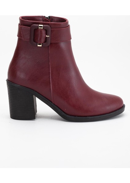 Bordo Kadın Topuklu Bot Suni Deri Terrmo Taban Yüzüdüz modelleri