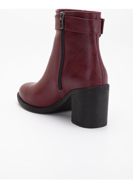 Bordo Kadın Topuklu Bot Suni Deri Terrmo Taban Yüzüdüz indirimleri