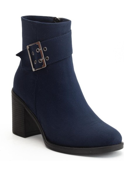 Kadın Topuklu Bot Lacivert Süet Hazır Taban Yan Tokalı fırsatları