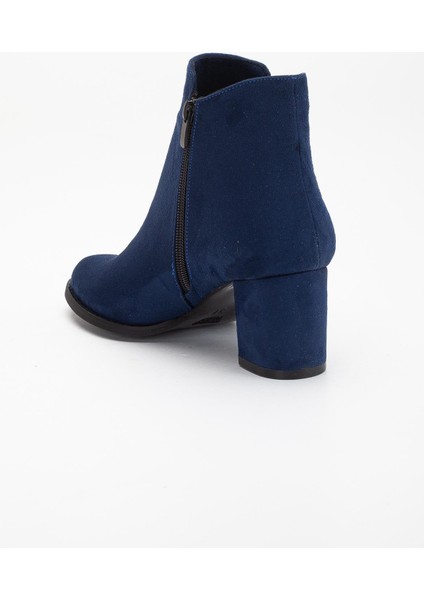 Lacivert Kadın Topuklu Bot Süet Taş Detaylı Yuvarlak Burun indirimleri