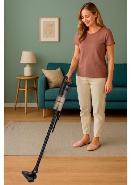 Dik Elektrikli Süpürge, 500W, Hepa Filtre, Toz Hazneli, Çelik Boru, Siyah