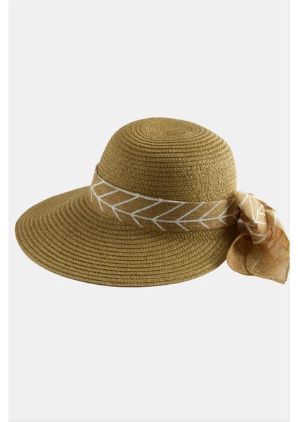 Zengezur Fiyonglu Hasır Şapka-Krem