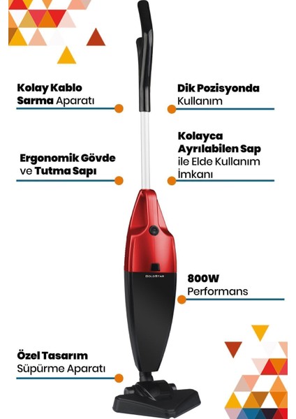 Iki Fonksiyonlu Dik ve Elde Kullanılabilen Elektrikli Süpürge, Siyah Renk Seçeneği