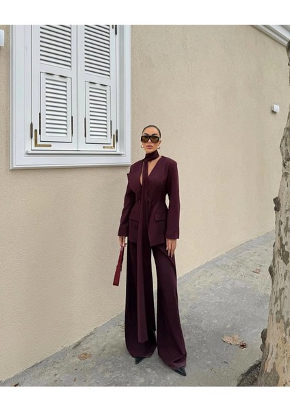 Kadın Modern Tasarım Şal Detaylı Pantolon Ceket Takımı fırsatları