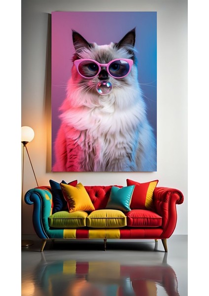 Sakızlı Kedi :) Ev Duvar Salon Güzellik Salonu Ofis Dükkan Dekarasyon Kanvas Tablo