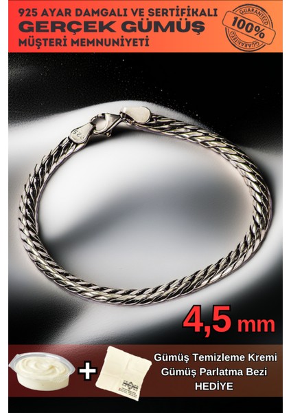 Erkek Gümüş Bileklik - 5 mm Italyan Bombeli Zincir Gümüş Bileklik