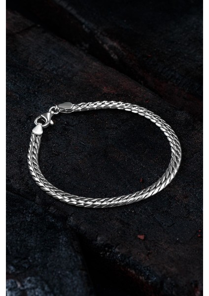 Erkek Gümüş Bileklik - 5 mm Italyan Bombeli Zincir Gümüş Bileklik modelleri