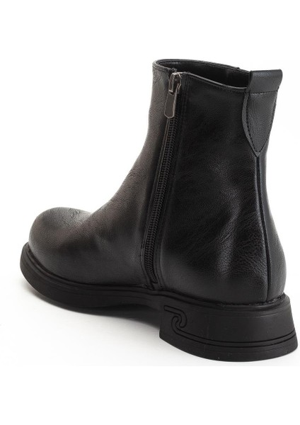 Kadın Bot Siyah Suni Deri Kauçuk Taban Yüzüdüz indirimleri