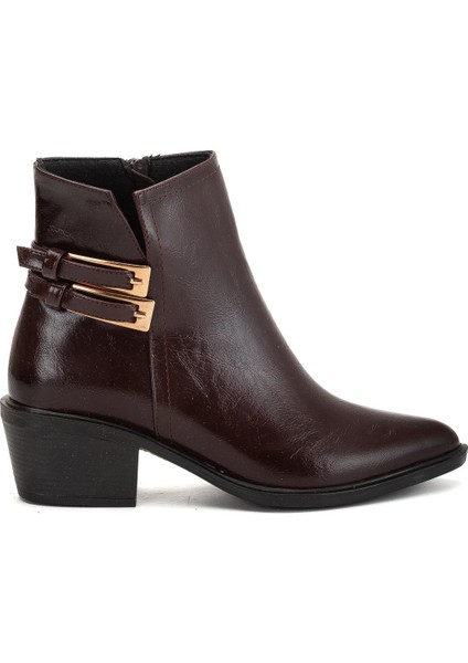 Kadın Topuklu Bot Kahve Rugan Sivri Vestern Toaklı modelleri