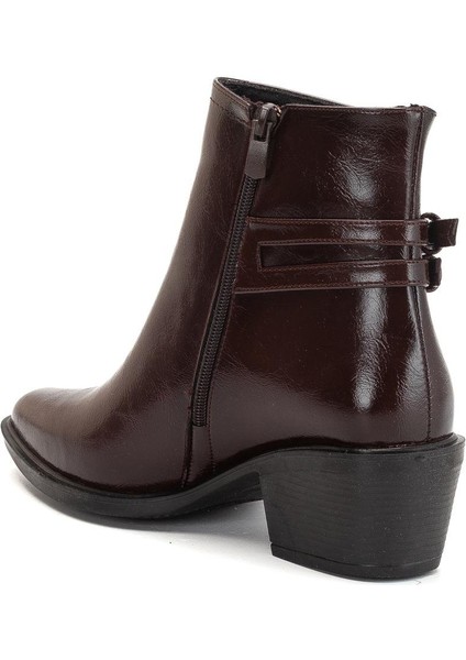 Kadın Topuklu Bot Kahve Rugan Sivri Vestern Toaklı indirimleri