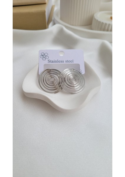 Gold Spiral Tasarım Kararmaz Çelik Halka Küpe
