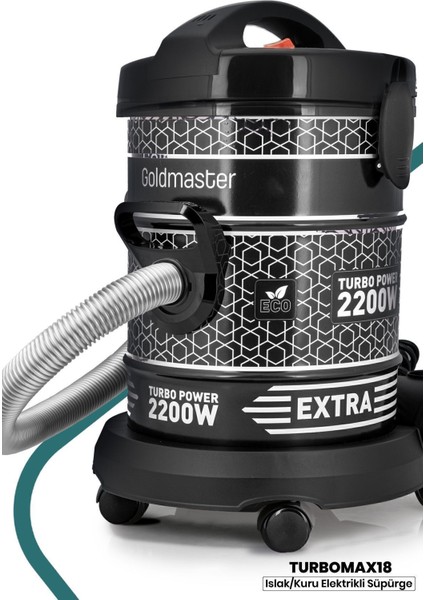 Güçlü 2200W 18L Islak Kuru Elektrikli Süpürge, Dayanıklı Metal Gövde
