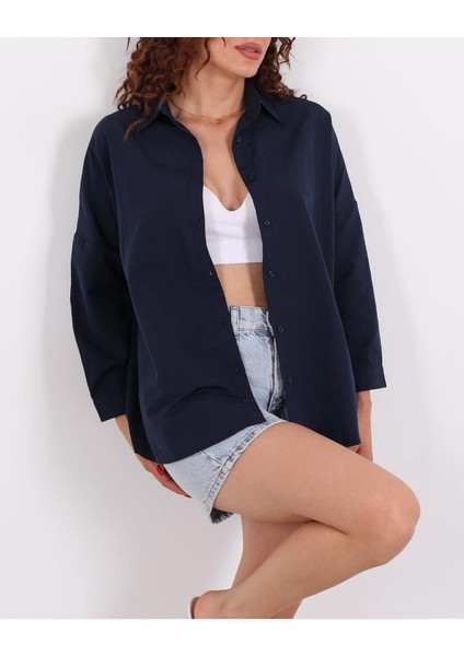 Eteği Oval Kadın Oversize Gömlek modelleri