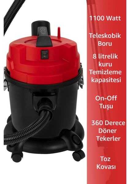 Kırmızı Elektrikli Süpürge, Güçlü Temizlik ve Hafif Tasarım fiyatları