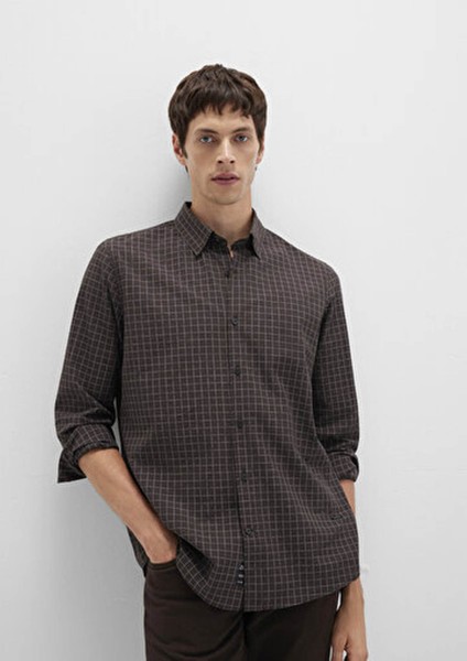 Kareli Kahverengi Gömlek 0211675-91012 fırsatları