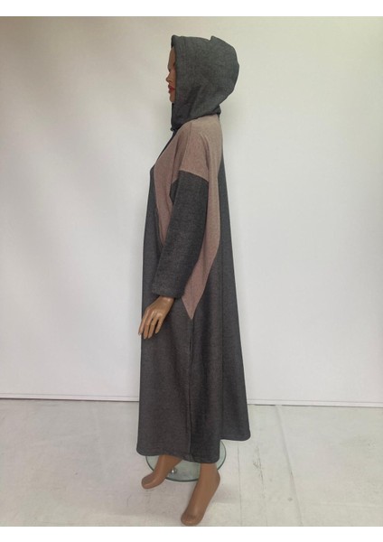 2275_KADIN Spor Oversize Kapüşonlu Çıtçıtlı 3 Iplik Uzun Kap – Mevsimlik Tesettür Pardesü modelleri