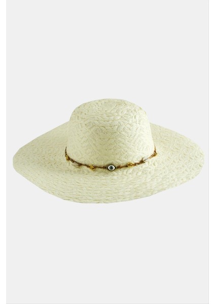 Zengezur Göz Örme Zincir Hasır Şapka-Bej