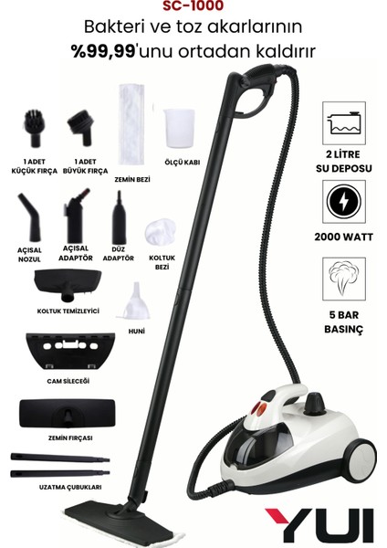 Çok Fonksiyonlu Buharlı Temizlik Makinesi Beyaz, Güçlü ve Pratik Temizlik Aracı