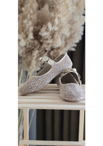 Kadın Siyah Günlük Babet Kemerli Ayarlanabilir Tokalı Tüvit Kumaş Hafif Rahat Ayakkabı