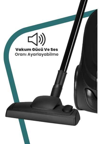 Yıkanabilir Siyah Toz Torbalı Elektrikli Süpürge, 2,5 L Kapasiteli, 5 Yıl Garanti