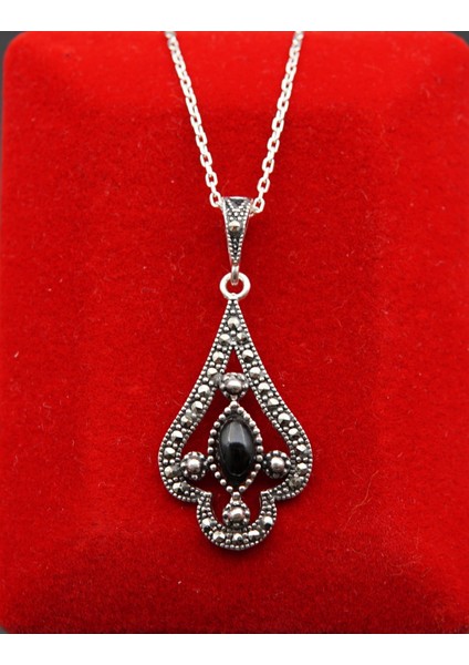 925 Ayar Kadın Oltu Taşı Kadın Kolye SY00075