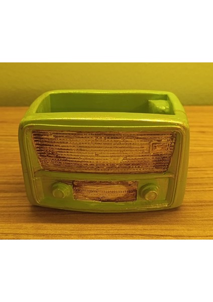 Retro Radyo Sukulent Saksısı ve Kalemlik - Masaüstü Dekoratif Organizer Yeşil fiyatları