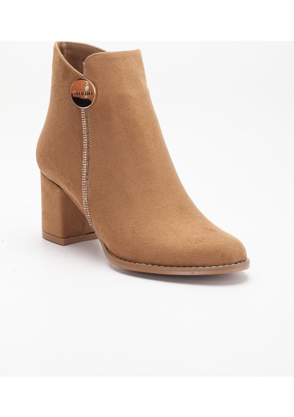 Taba Kadın Topuklu Bot Süet Taş Detaylı Yuvarlak Burun fırsatları