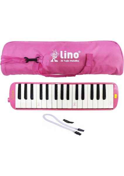 Lino 32 Tuşlu Bez Çantalı Melodika Pembe