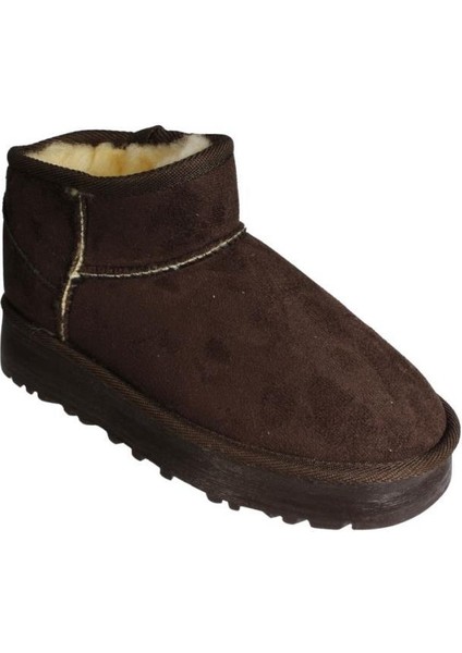 Yazkış Kadın Deve Tüyü Siyah Içi Yünlü Bilekten Kalın Taban Mini Bot