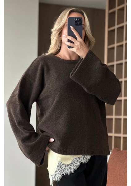 Kahverengi Bisiklet Yaka Kazak - 04621 fiyatları