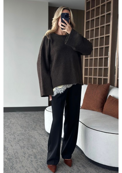 Kahverengi Bisiklet Yaka Kazak - 04621 fırsatları