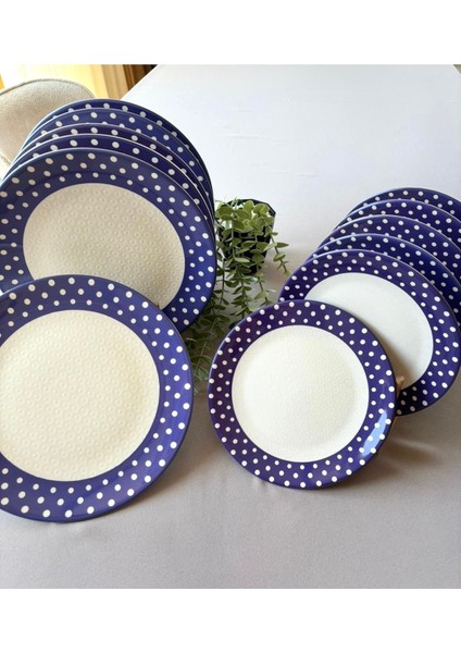 Retro 6 Adet Servis Tabağı + 6 Adet Pasta Tabağı Sunumluk