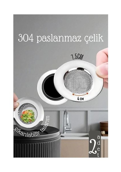 Bfs Lavabo Süzgeci - 7.5 cm Çap 2 Li Set Gider Sügeci Lavabo Süzgeci